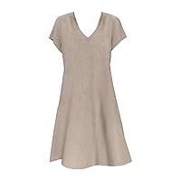 Spaghetti Strap Dress,Women's Casual Summer Dress T Shirt Tunic Short Sleeve V Neck Beach Dress Loose Fit