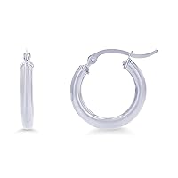 Solid 14k Yellow Gold Solid 2mm Tube Classic Polished Hoop Earrings, 15mm-90mm