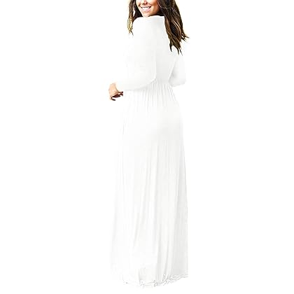 VIISHOW Women's Long Sleeve Loose Plain Maxi Dresses Casual Long Dresses with Pockets