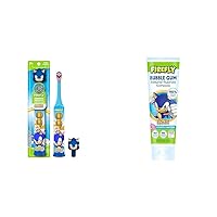 FIREFLY Sonic The Hedgehog Toothbrush with Hygienic Cover, Battery Included, Ages 3+, Pack of 1 & Sonic The Hedgehog Bubble Gum Flavored Fluoride Toothpaste, 4.2 OZ