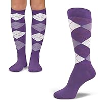 Groomsmen/Men's/Father Mid-Calf Argyle Dress Socks & Women's/Daughter Matching Argyle Knee High Socks