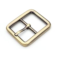 CRAFTMEMORE 4pcs Single Prong Belt Buckle Square Center Bar Buckles Leather Craft Accessories (1in - J455), (3/4in - 3110)