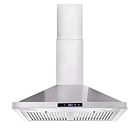 Wall Mount Range Hood 30 inch Kitchen Hood 700 CFM with Ducted/Ductless Convertible Duct, Touch Control, Permanent Filters, Stainless Steel, 3 Speed Exhaust Fan, LED Light