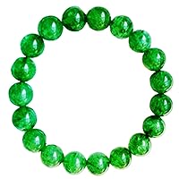 Unisex Bracelet 8mm Natural Gemstone Green Strawberry Quartz Round shape Smooth cut beads 7 inch stretchable bracelet for men & women. | STBR_03972