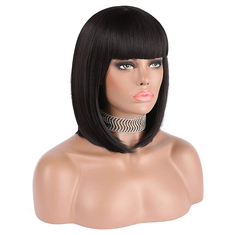 eNilecor Short Black Bob Wigs, 12