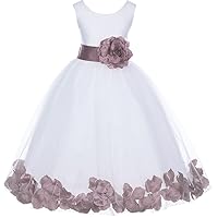 ekidsbridal White Floral Rose Petals Flower Girl Dress Birthday Girl Dress Junior Flower Girl Dresses 302s