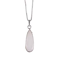 925 Sterling Silver Plated Pear White Onyx Gemstone Pendant Necklace Jewelry