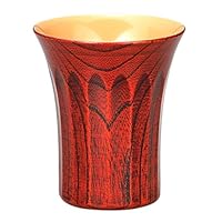 Yamanaka Lacquerware KE10-001 Wooden Gui Cup, Keyaki, Chrysanthemum Carving (with Presentation Box), Akane White Lacquer
