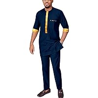 African Suits for Men Tracksuit Short Sleeve Embroidery Shirts and Pants Set Plus Size Casual Outfits