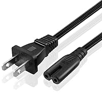 UL Listed TV Power Cord 5Ft Cable Compatible with Samsung LG TCL 2 Prong AC Wall Plug 2-Slot LED LCD for Insignia Sharp Toshiba JVC Electronics Power Supply Cable Replacement
