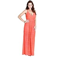 Women's Orange Lace Maxi Dress
