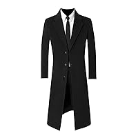Men Cashmere Overcoat Windswear Style Single Button Wool Casual X-Long Thick Wool Coat Plus Size