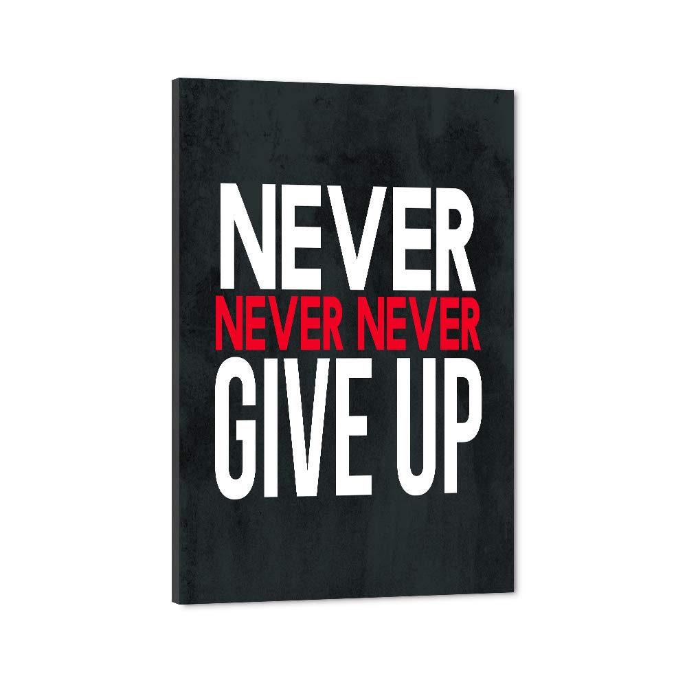 Creative Products NEVER GIVE UP Wood Wall Art White and Red Quotes Print Motivational Giclee Canvas Paintings Art Prints Wood Hanging Sign Decor Wa...