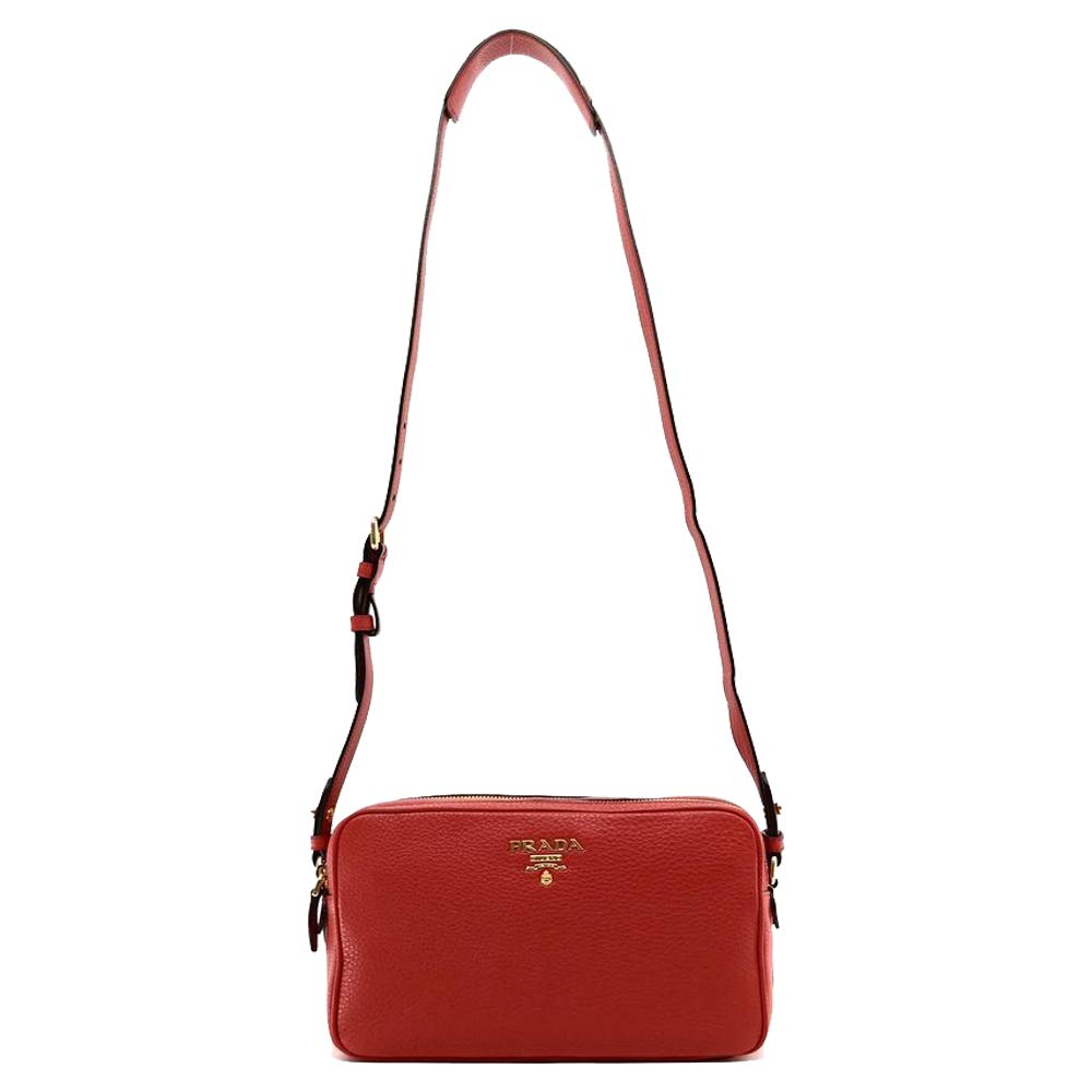 Prada Women's Red Vitello Phenix Leather Crossbody Handbag 1BH079