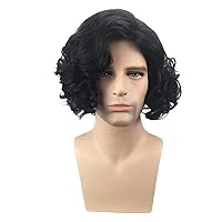 European and Wig Men Black Short Curly Hair Wig 36 cm Wig