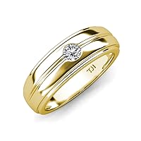 Round Lab Grown Diamond 0.16 ct Solitaire Men Wedding Ring 14K Gold
