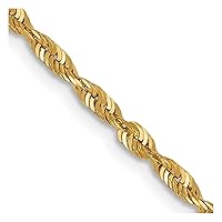 10k Gold 2.00mm Sparkle Cut Lightweight Rope Chain Necklace Jewelry Gifts for Women - Length Options: 16 18 20 22 24