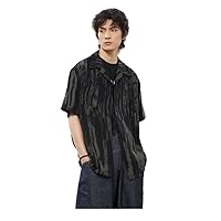 Casual Shirts Men Slouchy Baggy Allmatch Summer Street Style Short Sleeve College Cozy