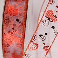Ribbons Perfect Supplies for Valentines Day Ribbon Hearts On Sheer 1 1/2