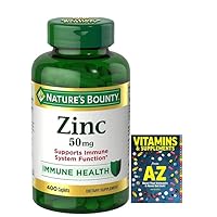 Zinc 50mg 400 Count +Better Guide Vitamins Supplements Book