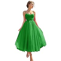 A line Tulle Prom Dress Spaghetti Straps for Women, Sweetheart Formal Party Dress Sleeveless Long Evening Dress