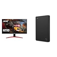 acer Nitro KG241Y Sbiip 23.8” Full HD (1920 x 1080) VA Gaming Monitor & Seagate Portable 1TB External Hard Drive HDD – USB 3.0 for PC