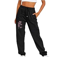 Women's Sweatpants Jogger Pants Drawstring Elastic Waisted Cinch Bottom Sweat Pants Casual Loose Printed Athletic Trousers