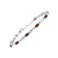 Bracelets for Women 925 Sterling Silver XO Hugs & Kisses Tennis Bracelet Gemstone & Genuine Diamonds Adjustable to Fit 7