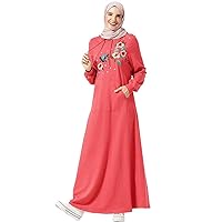 Women's Oversized Casual Long Gowns Embroidery Hoodie Sweatshirt Maxi Dress with Pocket