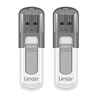 Lexar 128GB 2-Pack JumpDrive V100 USB 3.0 Flash Drive for Storage Expansion and Backup, Gray (LJDV100128G-B2HNU)