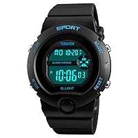 Multifunction Fashion Outdoor Military Sport Watch for Women and Girl/Boy Plastic Case with Rubber Band LED Electronic Digital Watches Waterproof Stopwatch Alarm