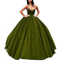 VeraQueen Women's Sweetheart Tulle Quinceanera Dress Long Strapless Formal Party Gown Evening Dress Army Green