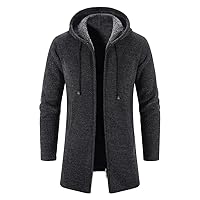 Mens Sweaters Thick Velvet Winter Cardigan Knitted Sweatercoat Solid Color Jacket Zipper Coat