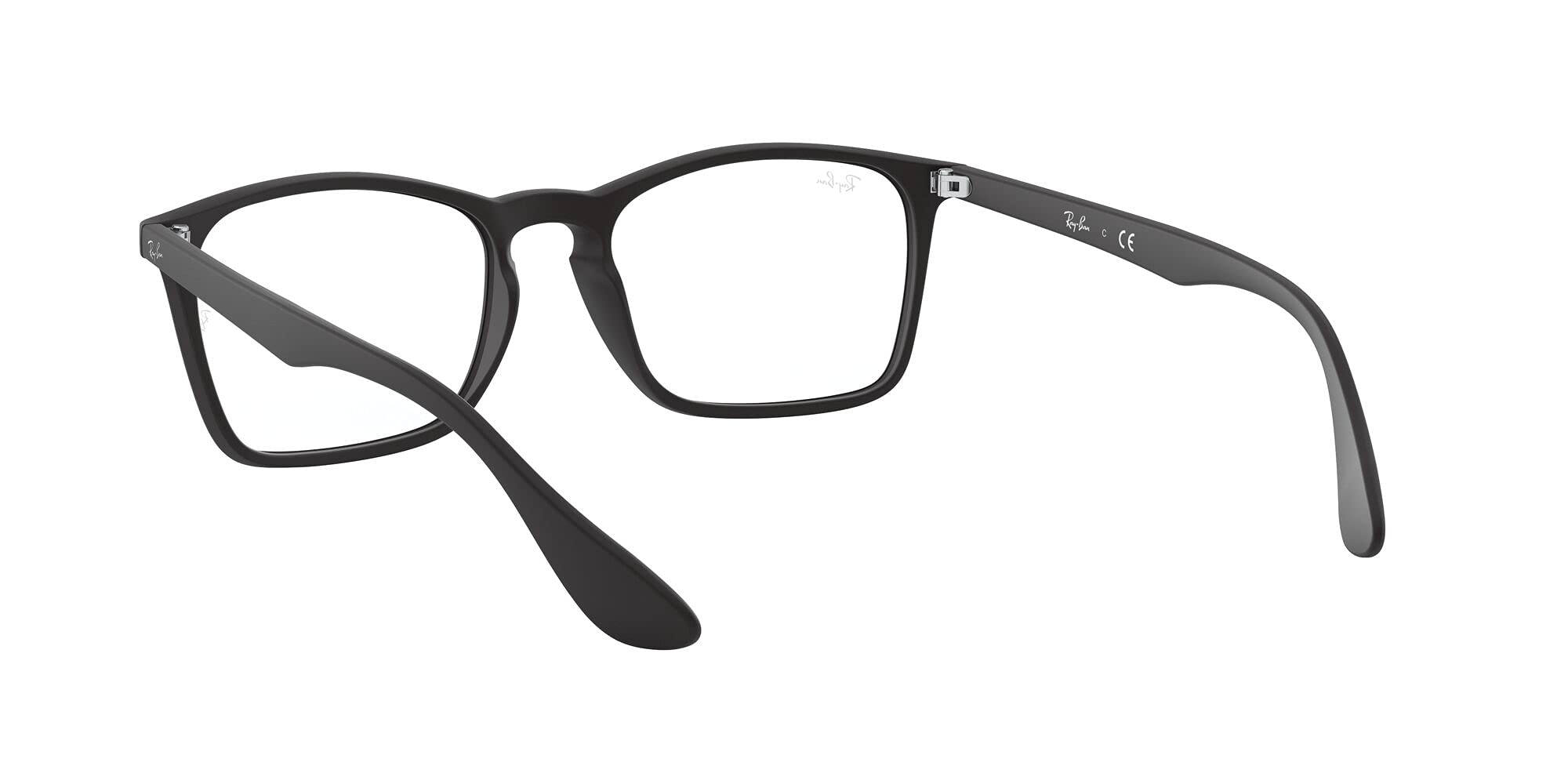 Ray-Ban Men's Rx7045 Square Prescription Eyeglass Frames, Rubber Black/Demo Lens, 55 mm