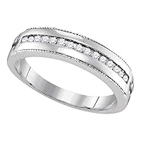 The Diamond Deal Sterling Silver Womens Round Diamond Single Row Band Ring 1/6 Cttw