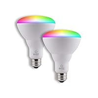 BR30RGBTNWWFX2 Wi-Fi LED RGB BR30 10W Bulb, Dimmable, Energy Star, Color Change, Outdoor, Alexa and Google Home Compatible, White, 2 Bulbs