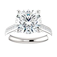 Siyaa Gems 5 CT Round Cut Colorless Moissanite Engagement Ring Wedding Birdal Ring Diamond Ring Anniversary Solitaire Halo Accented Promise Gold Silver Ring Gift