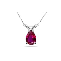0.54 Cts of 6x4 mm AAA Pear Ruby Solitaire Pendant in Platinum
