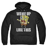 Popfunk Classic Spongebob Woke Up Like This Meme Unisex Adult Pull-Over Hoodie, Black, X-Large