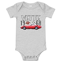 1968 Red Vette C3 Convertible Classic Car Custom baby onesie Short Sleeve one Piece