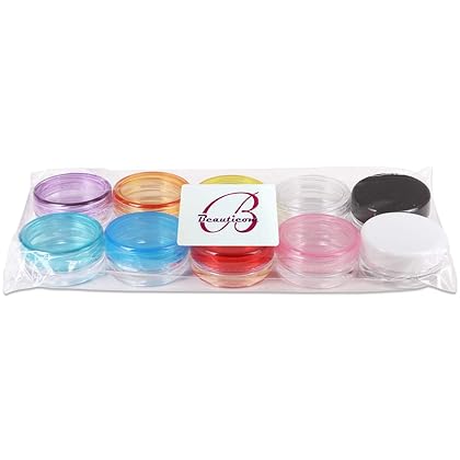 Beauticom® 120 Pieces 3G/3ML Empty Clear Container Jar with MultiColor Lids for Makeup Cosmetic Samples, Small Jewelry, Beads, Nail Charms and Accessories