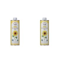 La Tourangelle, Organic High Oleic Sunflower Oil, Neutral Oil For Medium to High Heat Cooking and Skin Care, Non GMO, Pesticide and Chemical Free, 33.8 Fl Oz (Pack of 2)