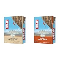 Clif Bar - White Chocolate Macadamia Nut & Crunchy Peanut Butter Flavors - Made with Organic Oats - 9g & 11g Protein - Non-GMO - 2.4 oz. (12 Packs)