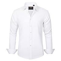 J.VER Men's Dress Shirts Solid Long Sleeve Stretch Wrinkle-Free Formal Shirt Business Casual Button Down Shirts