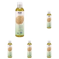 NOW Solutions, Organic Sesame Seed Oil, 100% Pure Moisturizing Oil for Skin and Hair, with Vitamins, Minerals and Phytonutrients, 8-Ounce (Pack of 5)