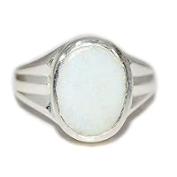 Natural Opal Silver Ring for Men 4 Carat October Birthstone Size 4,5,6,7,8,9,10,11,12,13