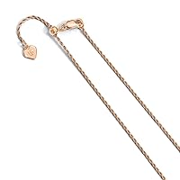 925 Sterling Silver Polished Lobster Claw Closure 1.2 mm Rose Gold Plated Adjustable Rope Chain Necklace Jewelry for Women - Length Options: 22 30