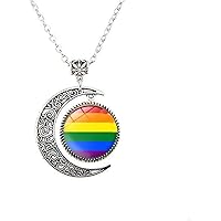 LGBT Gay Pride Pride Moon Necklace Gay Pride Jewelry Art Photo Jewelry Handmade Jewelry