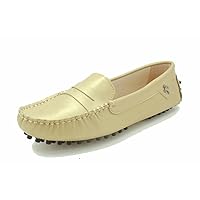 Women's Rubber Sole Slip-on Casual Comfortable Leather Driving Loafers Flats Outdoor Hiking Slide Boat Shoes