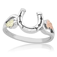Beautiful! Authentic Black Hills Diamond-cut Gold-Sterling-silver Women's Horseshoe Ring